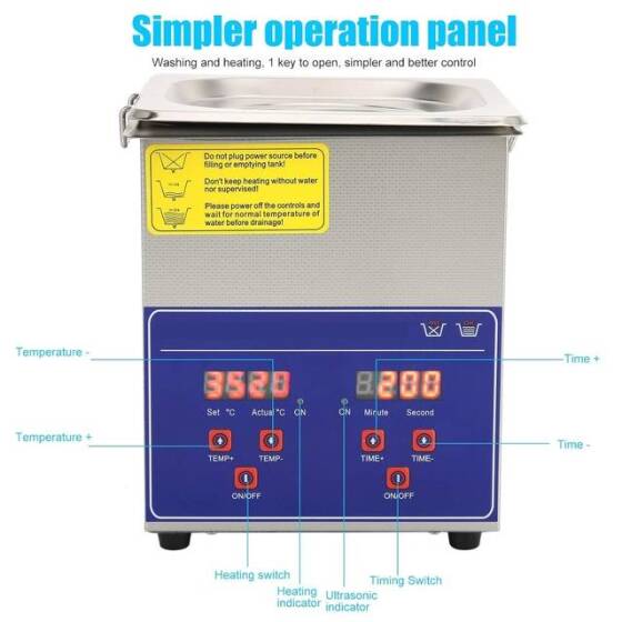 Paslanmaz Çelik Ultrasonik Temizleme Makinesi PS-10A 2L 40KHz 60W EU Fişli 220V - 3