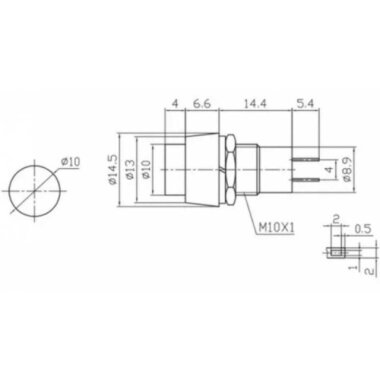PBS-20B 12mm Yaylı Kısa Push Buton - Kırmızı - 2