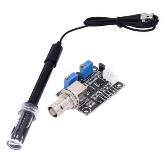 PH0-14 PH Değeri Algılama Sensörü Modülü + PH Elektrot Probu - 1