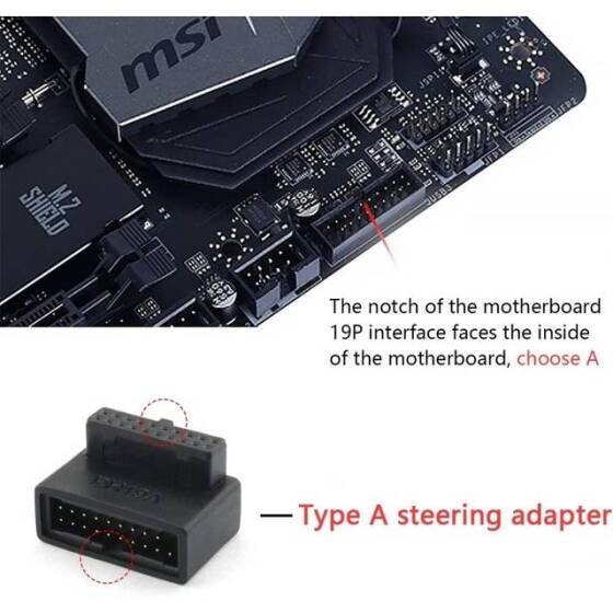 PH19A USB 3.0 19P20P Adaptör Siyah - 4