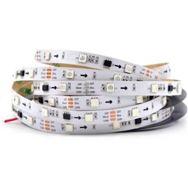 Plastik Kapaklı 12V WS2811 RGB5050 Beyaz SMD LED Şerit 144 LED/Metre Esnek 5 Metrelik Makara IP67 - 5