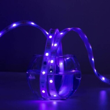 Plastik Kapaklı 12V WS2811 RGB5050 Siyah SMD LED Şerit 96 LED/Metre Esnek 5 Metrelik Makara IP67 - 4