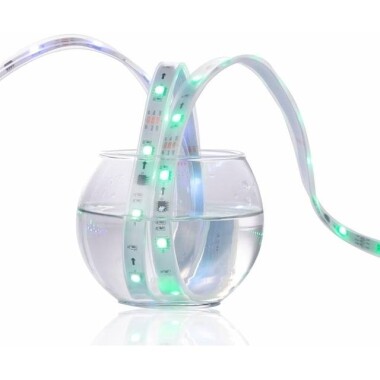 Plastik Kapaklı 12V WS2811 RGB5050 Siyah SMD LED Şerit 96 LED/Metre Esnek 5 Metrelik Makara IP67 - 5