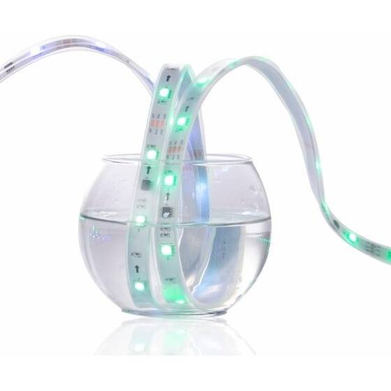 Plastik Kapaklı 12V WS2811 RGB5050 Siyah SMD LED Şerit 96 LED/Metre Esnek 5 Metrelik Makara IP67 - 5