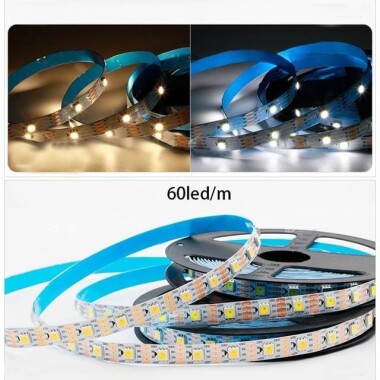 Plastik Kapaklı 12V WS2815 RGB5050 Beyaz SMD LED Şerit 30 LED/Metre Esnek 5 Metrelik Makara IP67 - 3