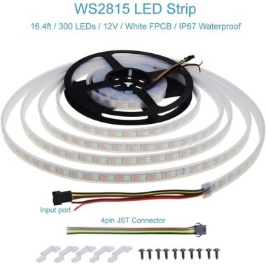 Plastik Kapaklı 12V WS2815 RGB5050 Beyaz SMD LED Şerit 60 LED/Metre Esnek 5 Metrelik Makara IP67 - 2