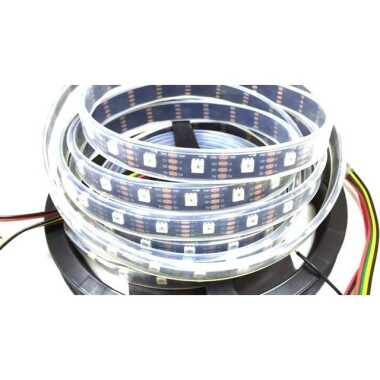 Plastik Kapaklı 5V SK9822 APA102C RGB5050 Siyah SMD LED Şerit 60 LED/Metre Esnek 5 Metrelik Makara IP67 - 1