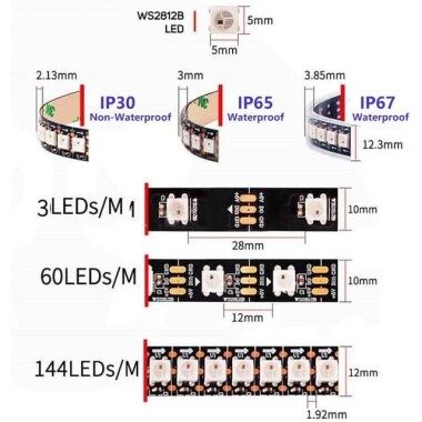 Plastik Kapaklı 5V WS2812B RGB5050 Beyaz Esnek 1M SMD LED Şerit 100 LED/Metre IP67 - 4