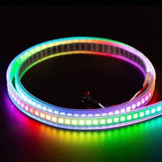 Plastik Kapaklı 5V WS2813B RGB5050 Beyaz Esnek 1M SMD LED Şerit 144 LED/Metre IP67 - 2