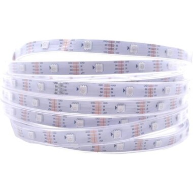 Plastik Kapaklı 5V WS2813B RGB5050 Beyaz SMD LED Şerit 30 LED/Metre Esnek 5 Metrelik Makara IP67 - 1