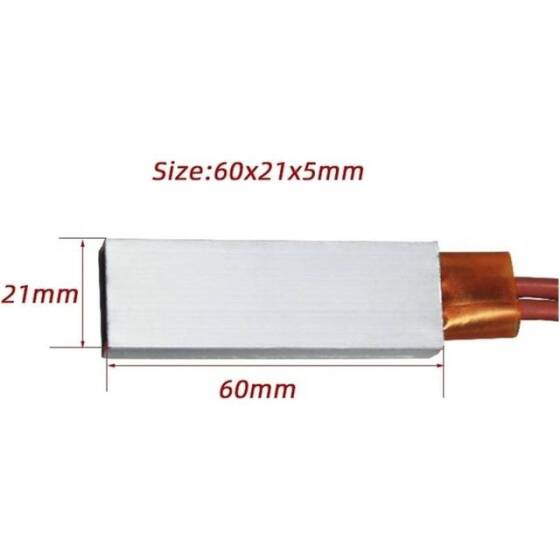 PTC Isıtıcı Plaka 24V 200 Derece 60x21x5mm - 3
