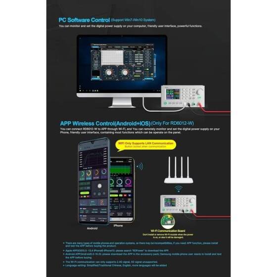 RD RD6012 USB WiFi DC DC Gerilim Adım Aşağı Güç Kaynağı Modülü Buck Dönüştürücü Voltmetre Multimetre 60 V 12A Wifi Hariç - 4