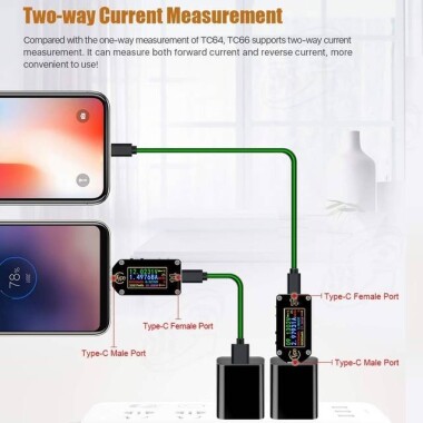 RD TC66C Type-C PD TTrigger USB-C Voltmetre Ampermetre Gerilim 2 Yollu Akım Ölçer Multimetre PD Şarj Cihazı Pil USB Test Cihazı USB + BT İletişim + PD Switch - 5