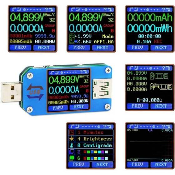RD UM25 APP USB 2.0 Tip-C LCD Voltmetre Ampermetre Gerilim Akım Ölçer Pil Şarjı USB Test Cihazı İletişim Sürümü Olmadan - 3