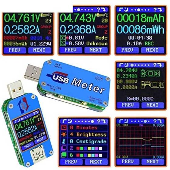 RD UM25C APP USB 2.0 Tip-C LCD Voltmetre Ampermetre Gerilim Akım Ölçer Pil Şarj USB Test Cihazı İle İletişim Sürümü - 4
