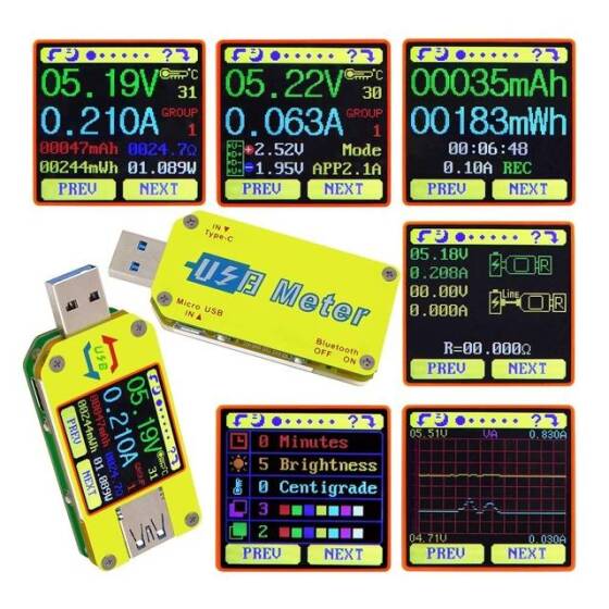RD UM34C APP USB 3-0 Tip-C DC Voltmetre Ampermetre Gerilim Akım Ölçer Pil Şarj Ölçüsü Kablo Direnç Test Cihazı İle İletişim Sürümü - 4