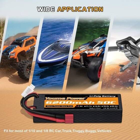 Kırmızı 3300MAH 2S 7.4V 25C Model Uçak LIPO Pil T Dişi - 3