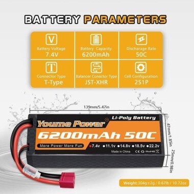 Kırmızı 3300MAH 2S 7.4V 25C Model Uçak LIPO Pil T Dişi - 5