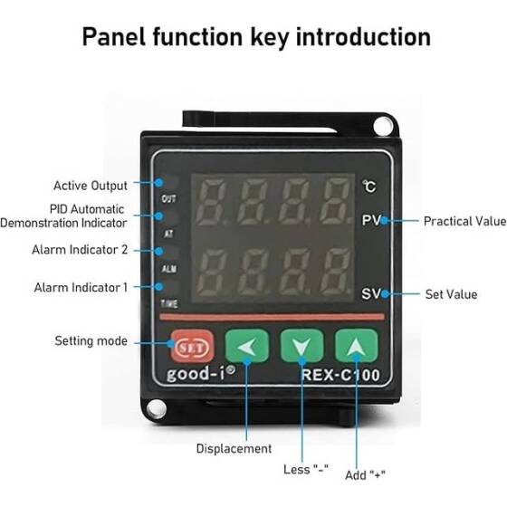 REXC100 Termostat + SSR-40DA Solid State Röle + K Termokupl 1m Prob Sensörü SSR 12V Çıkış TC(K- J- S- E) / RTD (PT100- CU50) Üniversal Giriş - 3