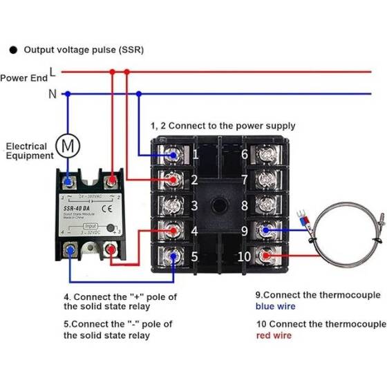 REXC100 Termostat + SSR-40DA Solid State Röle + K Termokupl 1m Prob Sensörü SSR 12V Çıkış TC(K- J- S- E) / RTD (PT100- CU50) Üniversal Giriş - 5