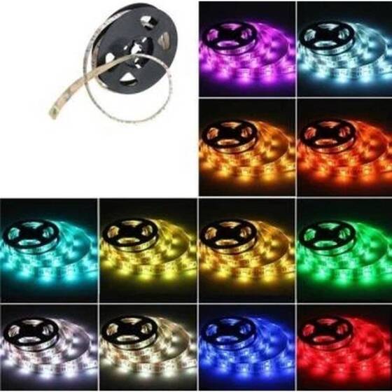RGB 5050 Smd Şerit Led Esnek 5M/Rulo Su Geçirmez 12V - 1