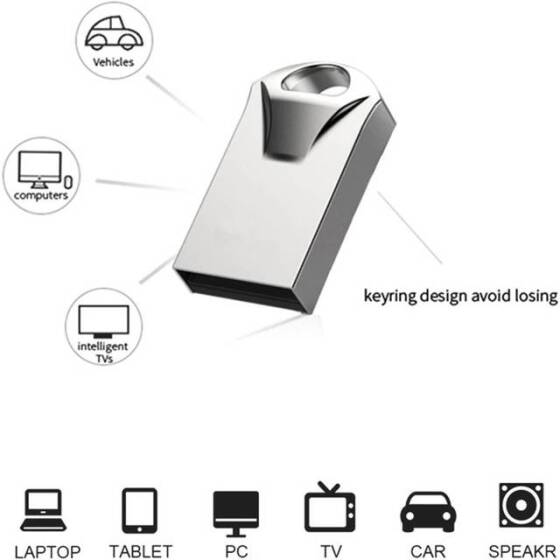 Robot Cube Gümüş U101 Mini Su Geçirmez U Disk USB2.0 128GB - 3