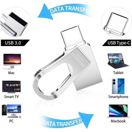 Robot Cube Gümüş U305 360 Derece Dönebilen U Disk USB3.2 128GB - 2