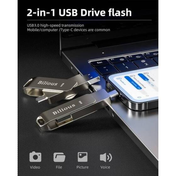 Robot Cube Gümüş U305 360 Derece Dönebilen U Disk USB3.2 256GB - 3