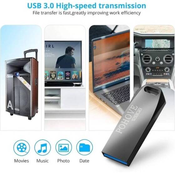 Robot Cube Siyah U307 Sürgülü U Disk USB3.0 128GB - 4