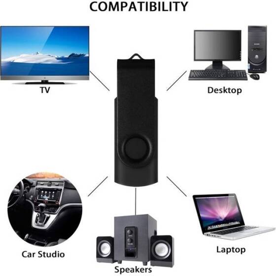 Robot Cube U103 Siyah ABS 360 Derece Dönebilen U Disk USB2.0 64GB - 2