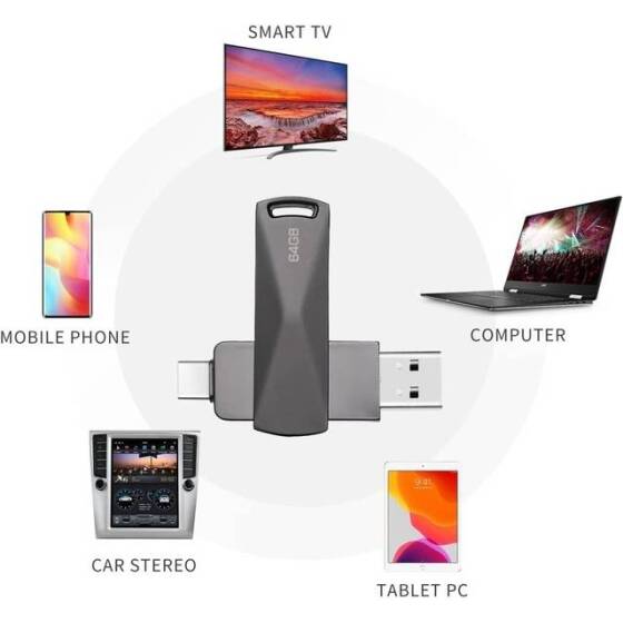Robot Cube U201 Siyah USB2.0+Type-C U Disk 8GB - 4