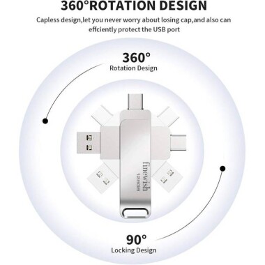 Robot Cube U406 Gümüş USB3.2 Gen1+Type-C U Disk 256GB - 3