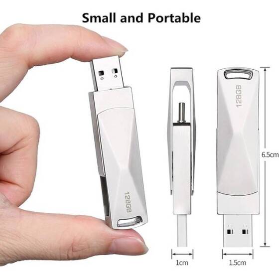 Robot Cube U408A Gümüş USB3.2 Gen1+Type-C U Disk 128GB - 5