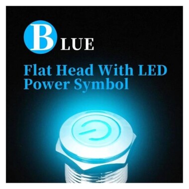 Sarı Ledli 12mm 110-220V Su Geçirmez Kendinden Kilitli Metal Push Buton - 1