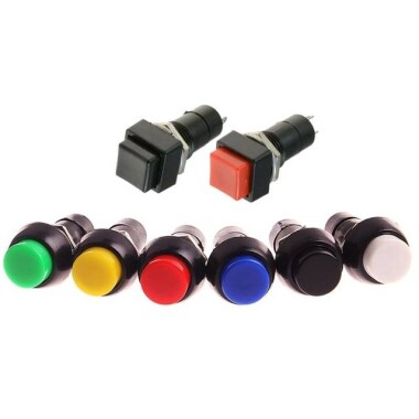 Sarı PBS-11A 12mm 2 Pin Kendinden Kilitli Yuvarlak Plastik Basmalı Düğme Anahtarı - 2