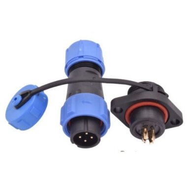 SD13 4 Pin 13mm Su Geçirmez Konnektör Takımı - Flanşlı Panel Tipi - Görsu Elektronik