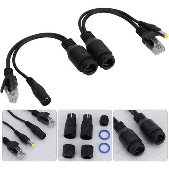 Siyah 12V NonstAndard POE Su Geçirmez Enjektör Adaptör Kablosu DC Dişi Fiş - 5