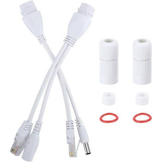 Siyah 12V NonstAndard POE Su Geçirmez Splitter Adaptör Kablosu DC Erkek Fiş - 1