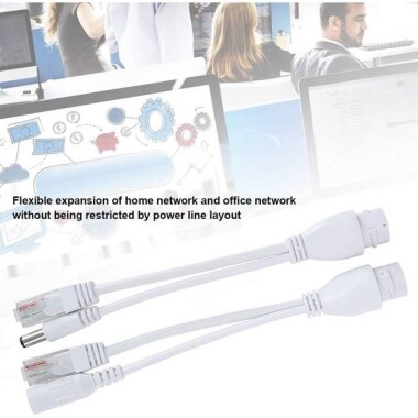 Siyah 12V NonstAndard POE Su Geçirmez Splitter Adaptör Kablosu DC Erkek Fiş - 2