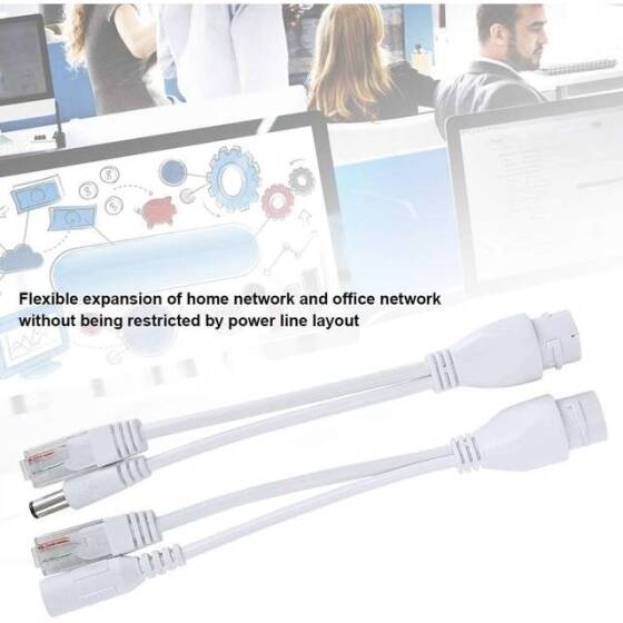 Siyah 12V NonstAndard POE Su Geçirmez Splitter Adaptör Kablosu DC Erkek Fiş - 2