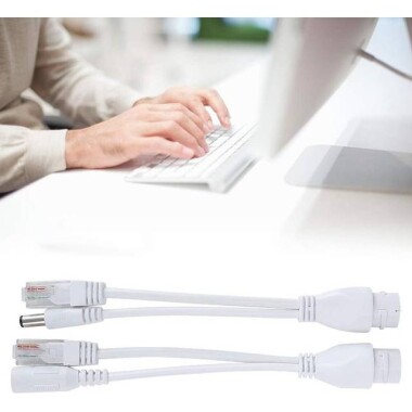 Siyah 12V NonstAndard POE Su Geçirmez Splitter Adaptör Kablosu DC Erkek Fiş - 3