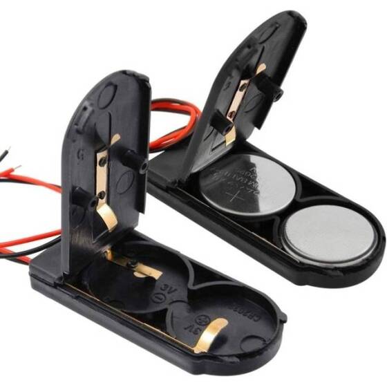 Siyah 2'li Kapaklı Pil Yuvası-Kablolu ve Geçiş Anahtarı CR2032 - 3