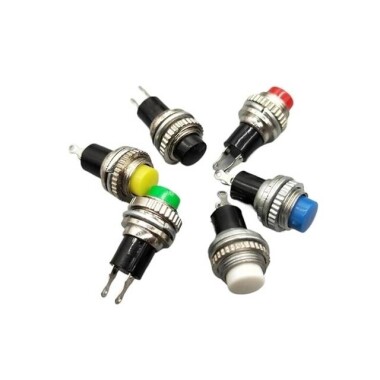 Siyah DS-213 10mm 2 Pin Anlık Kendini Sıfırlayan Yuvarlak Düğme Anahtarı - 2