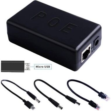 Siyah Gigabit PoE Ayırıcı 48V - 12V 2A - 1