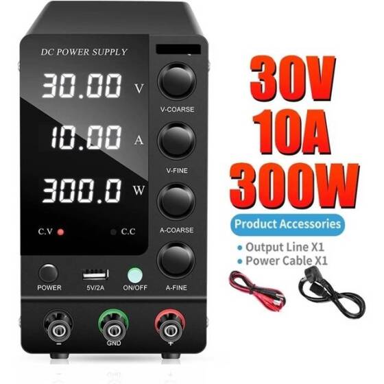 Siyah SPPS3010D 30V 10A Renkli Ekranlı DC Güç Kaynağı 110V US Fişli - 2