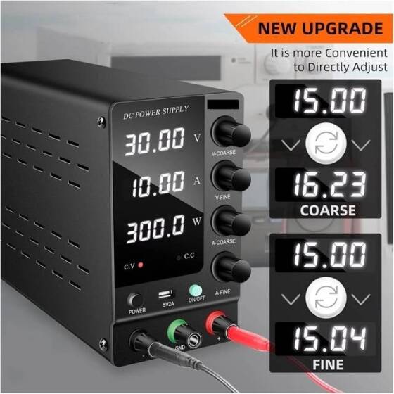 Siyah SPPS3010D 30V 10A Renkli Ekranlı DC Güç Kaynağı 110V US Fişli - 4