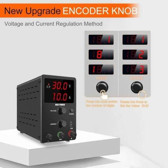 Siyah SPS3010 30V 10A Dikey Dijital Ekranlı DC Ayarlı Güç Kaynağı 110V US Fişli - 5