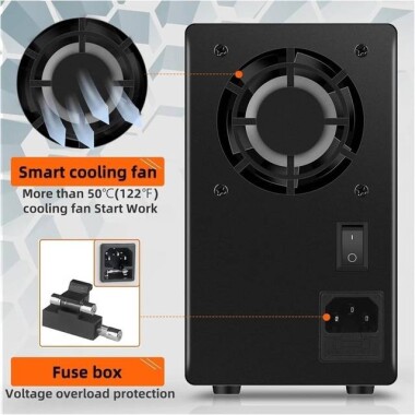 Siyah SPS3010 30V 10A Dikey Dijital Ekranlı DC Ayarlı Güç Kaynağı 220V EU Fişli - 3