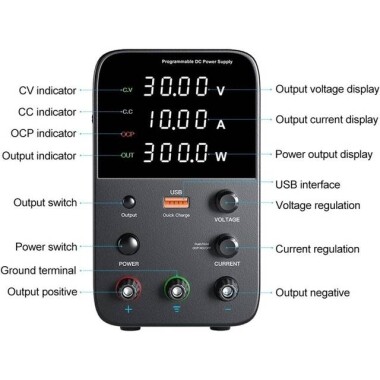 Siyah WPS1602H 160V 2A DC Ayarlı Güç Kaynağı 220V EU Fişli - 4