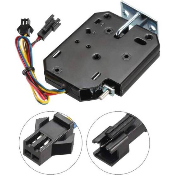 Siyah XG-07B 12V DC 2A Dört Telli Küçük Dolap Elektromanyetik Kilit Boyutu:50x64x13mm - 3